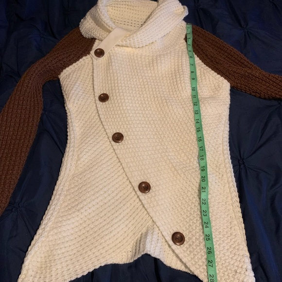 Amazon Cream and Brown Cowl Neck Sweater - Picture 5 of 5